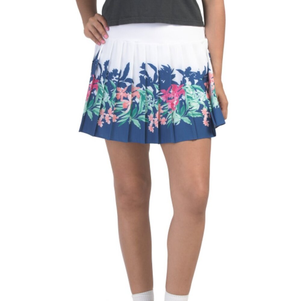 NWT Tommy Bahama Active Golf Tennis Pleated Skort Blue Floral Athletic